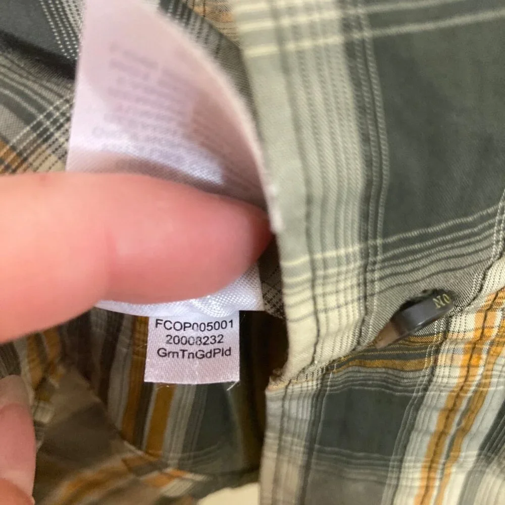 Filson Fishing Shirt Mens Small Twin Lakes Green Gold Plaid Lightweight Vented - Picture 10 of 11